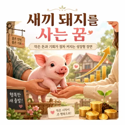 새끼 돼지를 사는 꿈 해몽 이미지