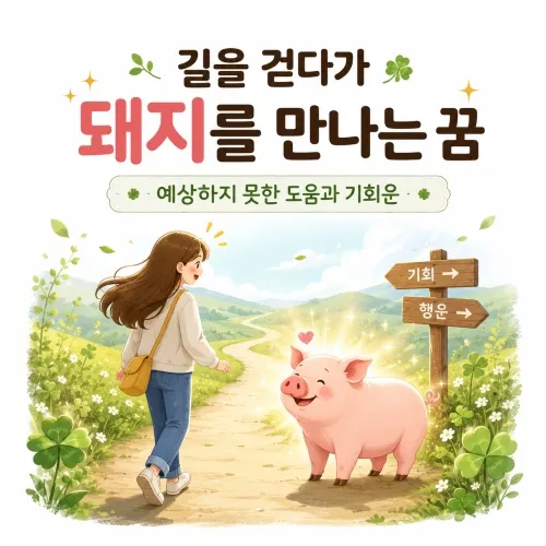 길을 걷다가 돼지를 만나는 꿈 해몽 이미지