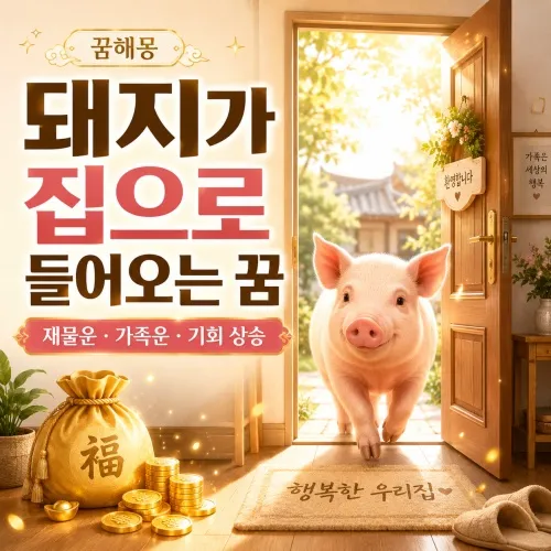 돼지가 집으로 들어오는 꿈 해몽 이미지
