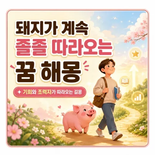 돼지가 계속 졸졸 따라오는 꿈 해몽 이미지