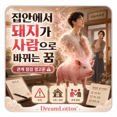 집안에서 돼지가 사람으로 바뀌는 꿈 해몽 이미지