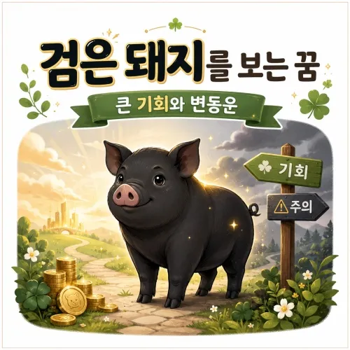 검은 돼지를 보는 꿈 해몽 이미지