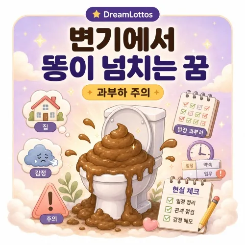 변기에서 똥이 넘치는 꿈 해몽 이미지